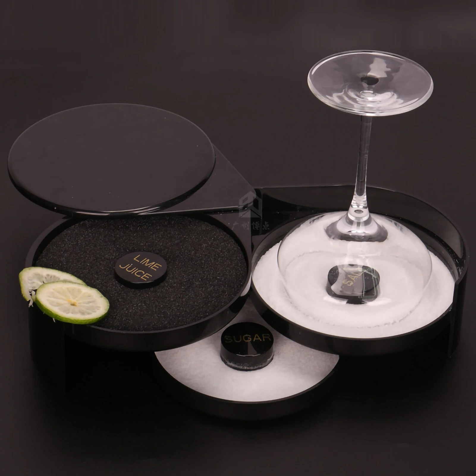 3-Tier Bar Glass For Margarita And Cocktail Restaurant Catering Bartender Tool Salt Box Spice Container