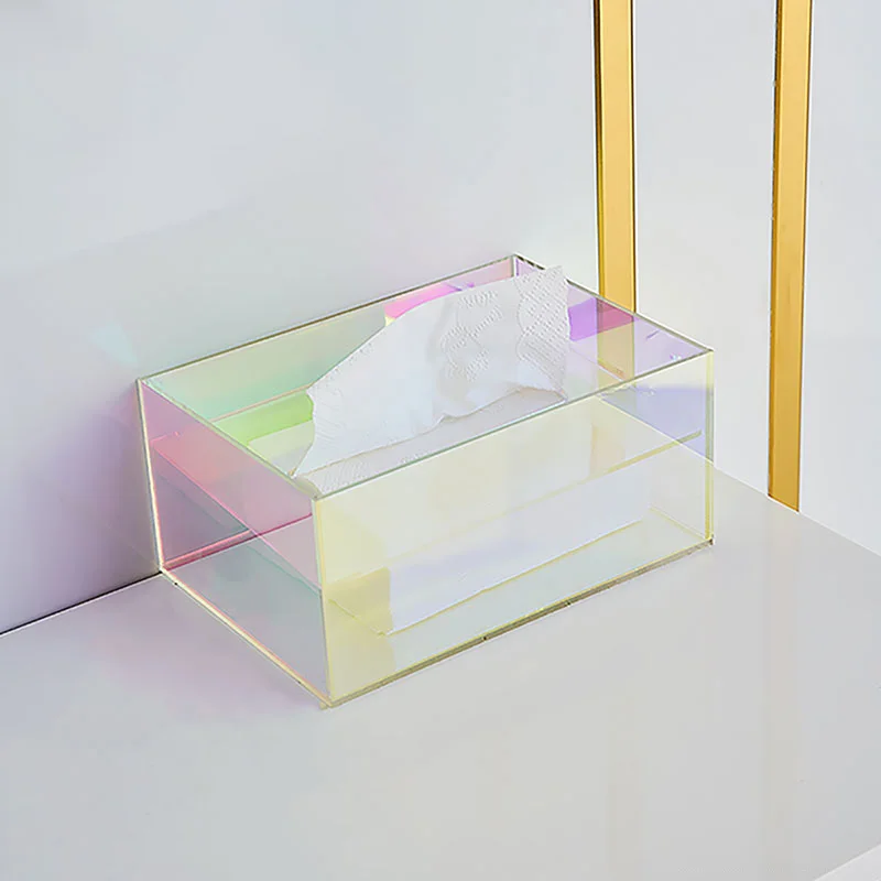 

Tissue box custom Nordic colorful transparent color custom luxury acrylic restaurant tissue box
