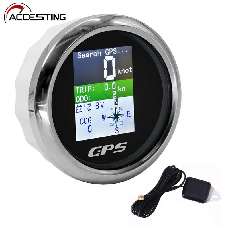 85mm Digital GPS Speed Gauge MPH Knots Km/h Adjusted Speedometer With
