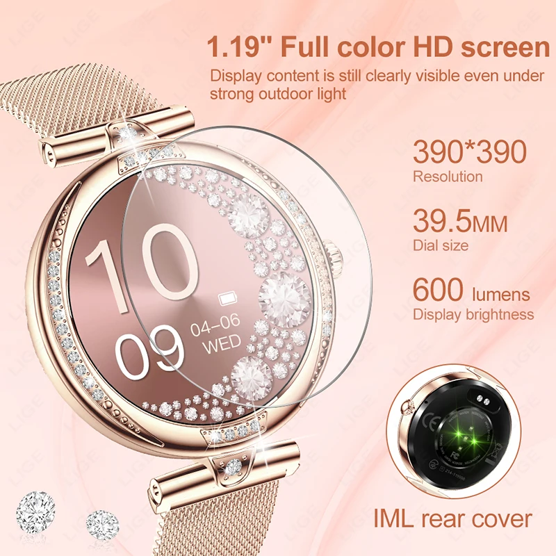 LIGE Smart Watch Women Bluetooth Call HeartRate Blood Pressure Monitoring Smartwatches Waterproof Men Smartwatch For IOS Android