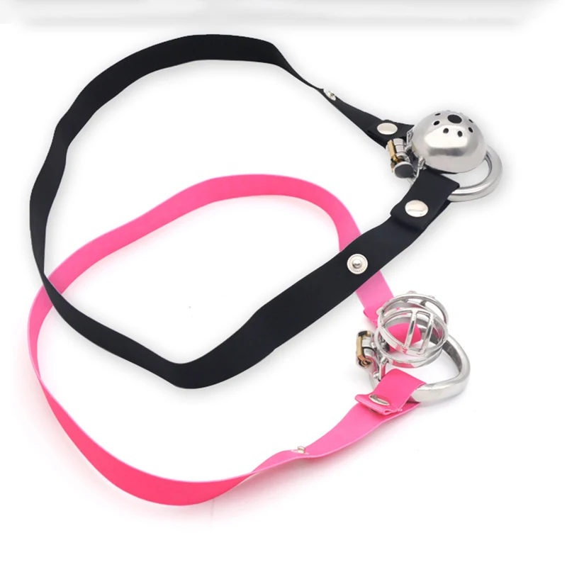 Male chastity cage chastity lock anti-shedding device fixed elastic strap auxiliary strap adjustable scrotum ring sex toy chastity lock sex toy