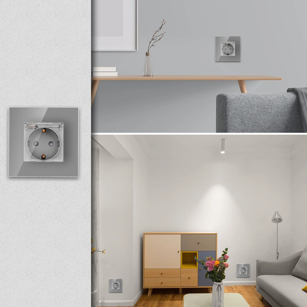 toque luz e soquete com painel vidro cristal melhoria da casa