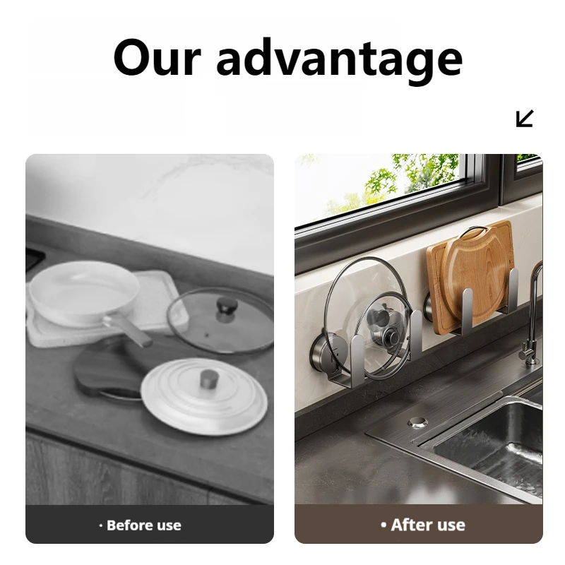 Topfdeckelhalter Mit Saugnapf - Wandhalterung Für Küche