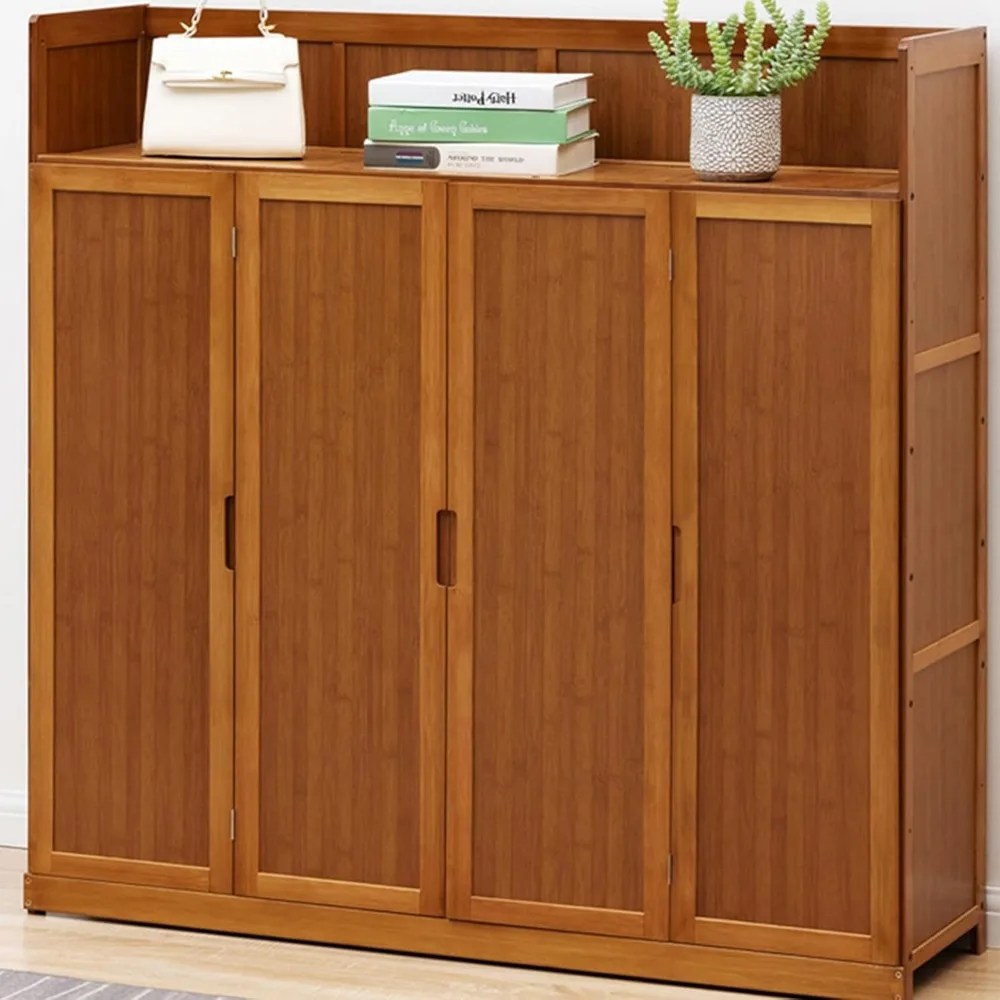 Bamboo Shoe Storage Cabinet with Doors, 7 Tier Free Standing Shoe Rack, 36-40 Pairs Cabinet, Entryway Organizer 5