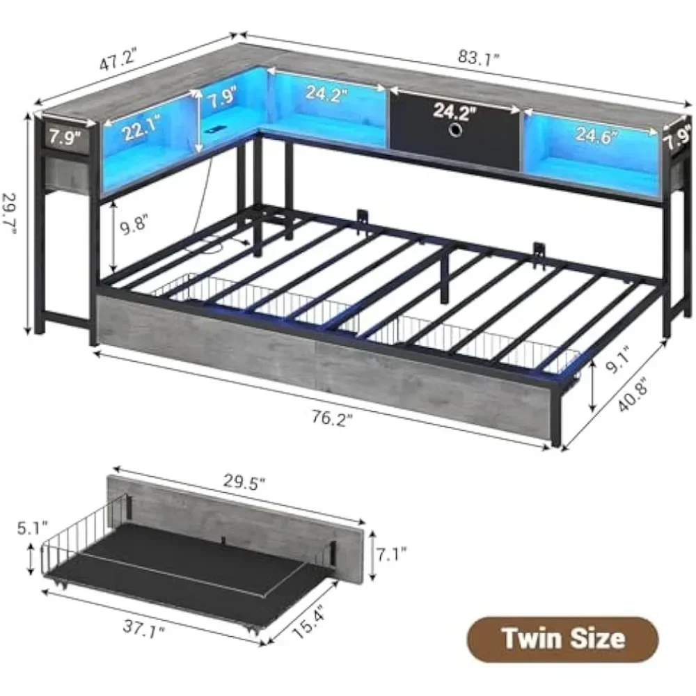 Twin Corner Storage Bed 2