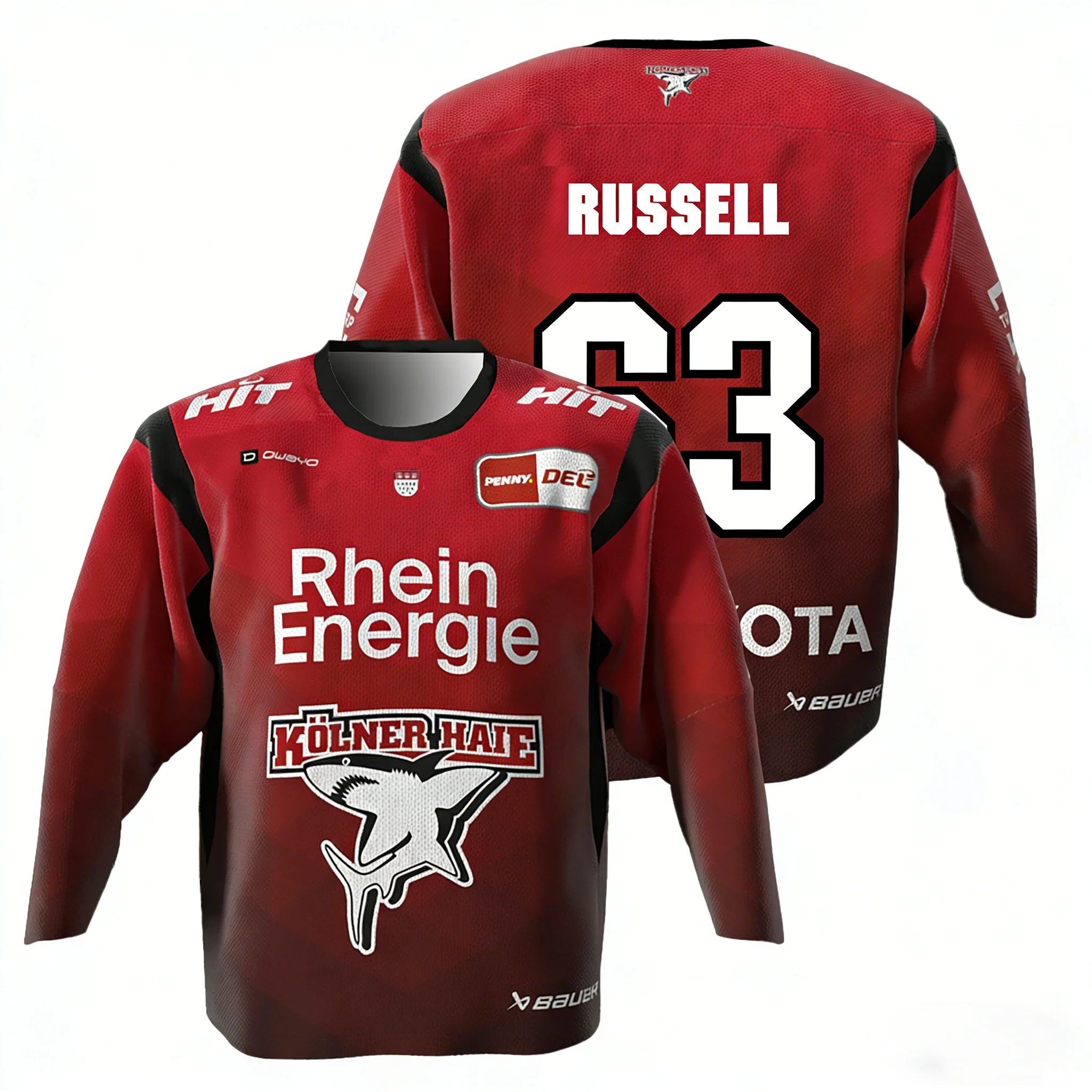 Köln Haier MacLeod # 89 Russell 2026 DEL Eltern-Kind Deutsches Eishockey-Trikot 3D-Gedrucktes Rundhals-Langarm-T-Shirt – Detail 7