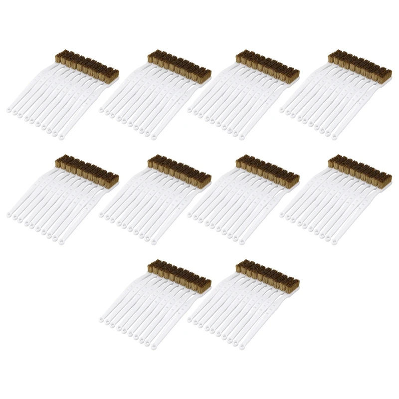 

100 Pcs 6.9 Inchlength Plastic White Handle Bristle Brush Brass Metal