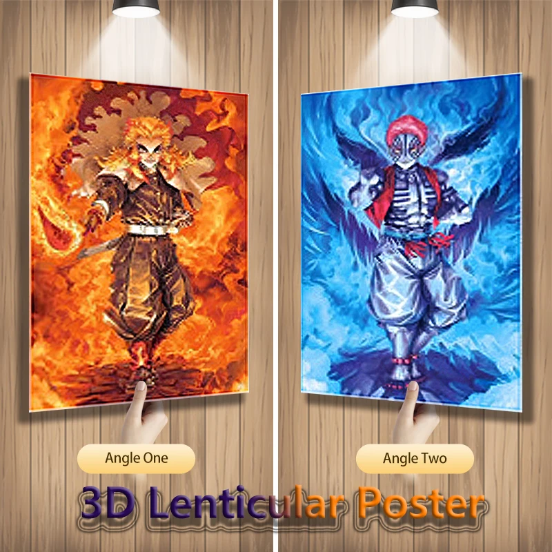 Demon Slayer 3D Poster Nezuko Tanjirou Zenitsu Wall Art 3D Flip