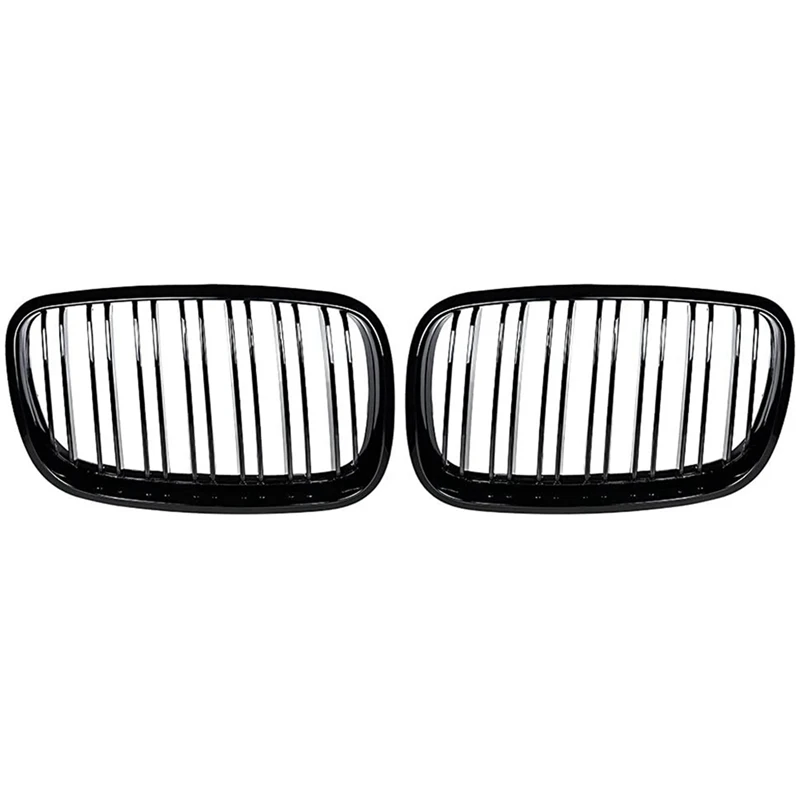 

X5 X6 Grill, Front Kidney Double Line Grille For 2007-2013-BMW X5 E70 X6 E71 (ABS Gloss Black Grill, 6-Pc Set)
