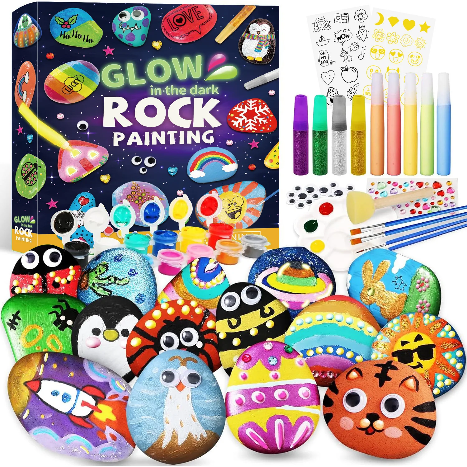 Rock Painting Kit Rocks for Painting, Arts and Crafts for Kids Ages 6-12 Rock Painting Kit Art Supplies Children's Day Gifts