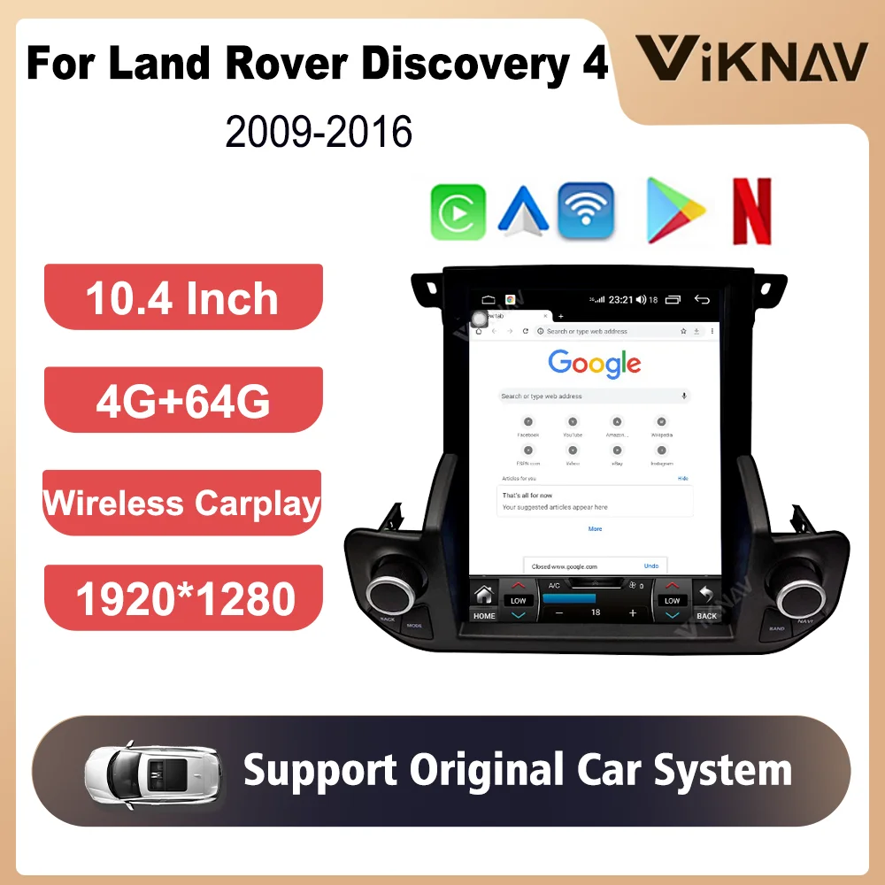 

6+128GB 10.4 Inch 8 Core Carplay Radio For Land Rover Discovery 4 2009-2016 Navigation GPS 1920*1080 Original Car Function