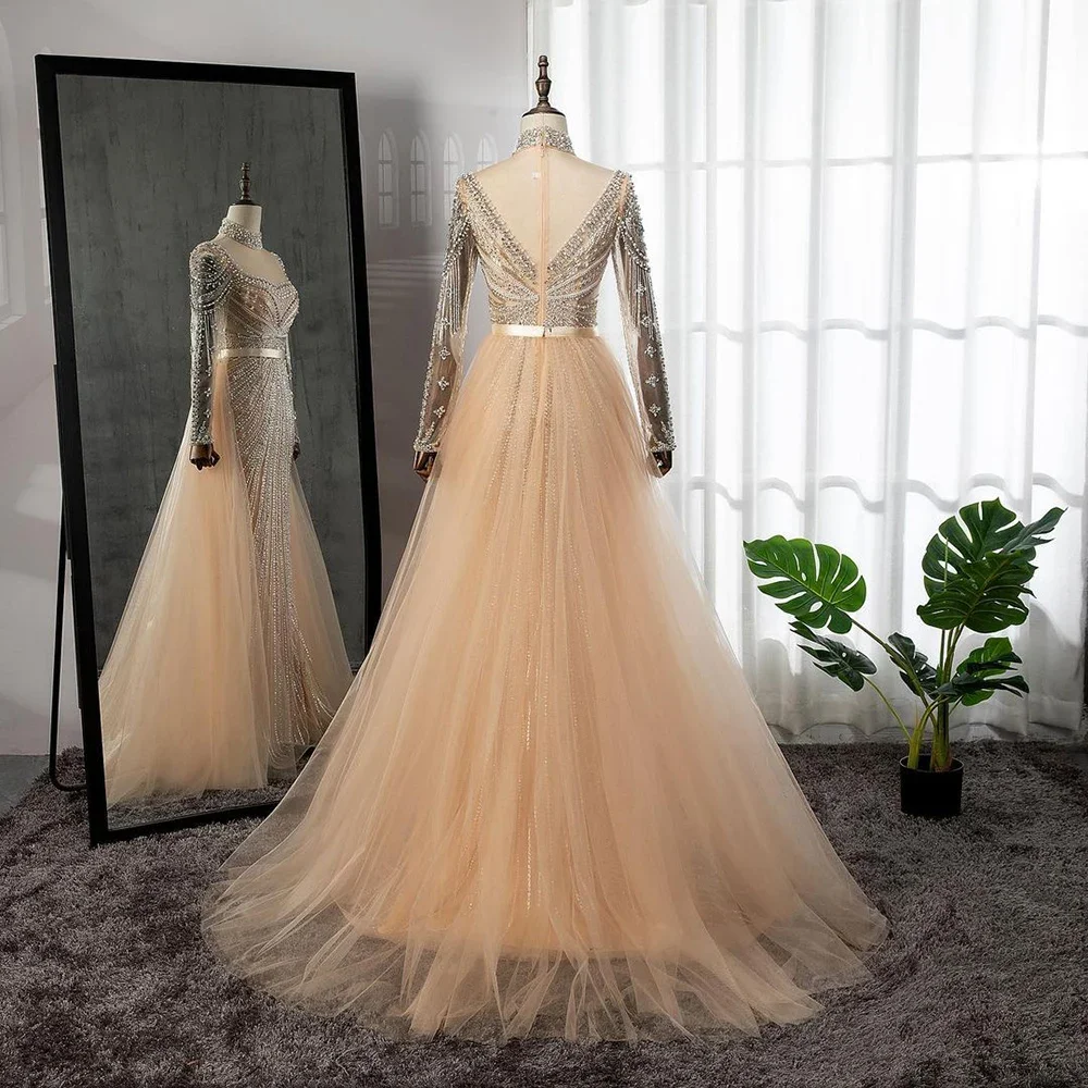 SERENE HILL Customized Nude Muslim Mermaid Elegant Evening