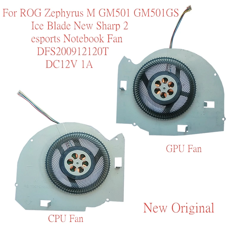 Ventilador de Refrigeração Original para Asus Rog Zephyrus m Gm501 Gm501gs Lâmina de Gelo Novo Esports Dfs201012120t Dc12v 1a