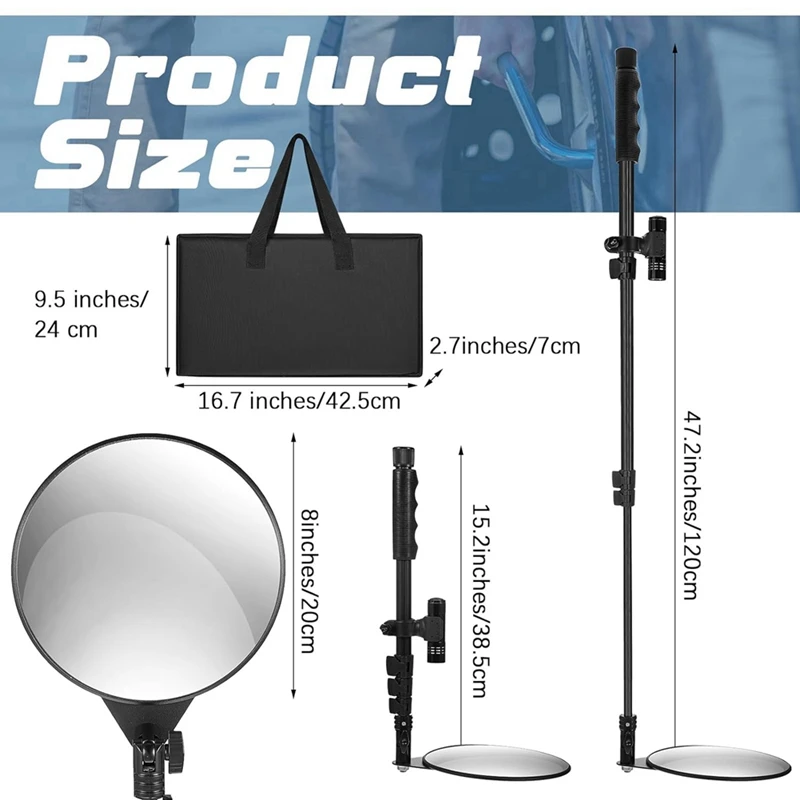 Under Vehicle Inspectionmirror With Light And Telescopic Handle Handheld Inspectionmirror For Under Vehicle Truck Spare Parts