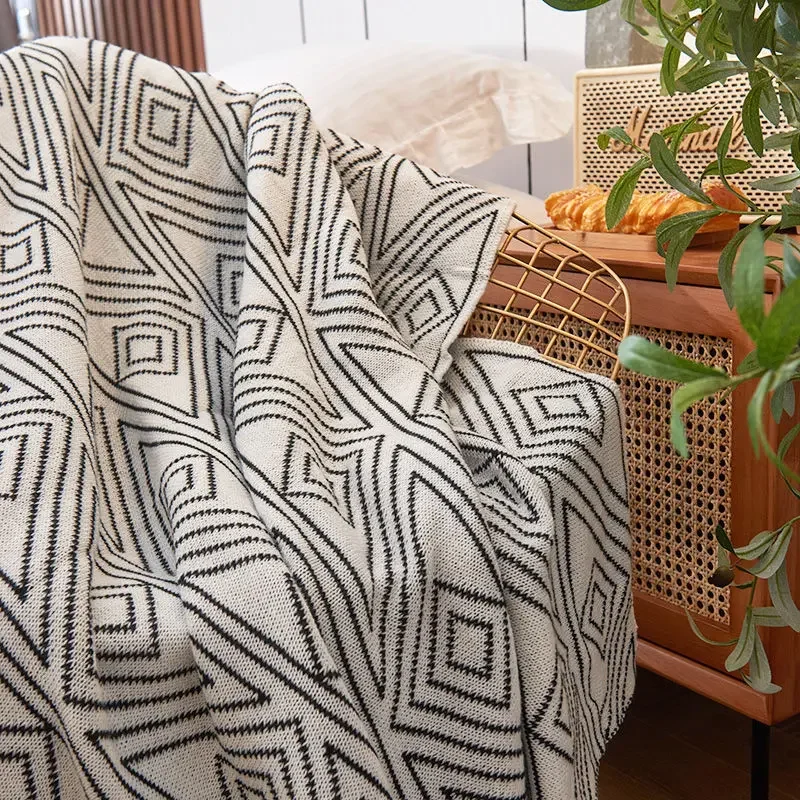 

Плотный теплый зимний шарф для женщин, женский шарф с кисточками, вязаное женское одеяло с геометрическим принтом T145