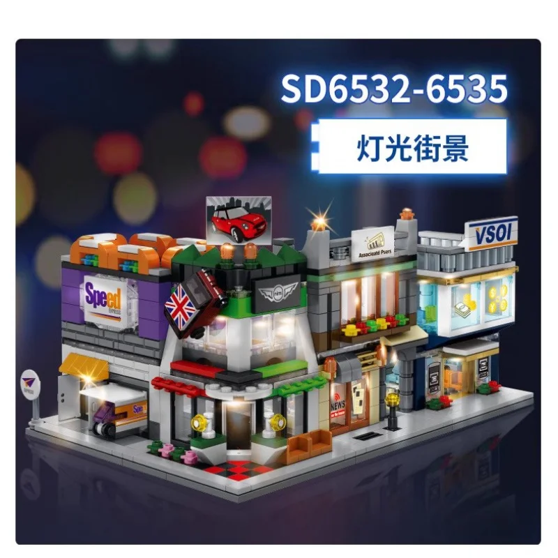 

LED LIGHT SEMBO Blocks Mini Store DIY Building Bricks Micro Street Brand Shop 3D House Famous Brand Store Present Boy Gifts