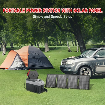 SinKeu 100W Portable Power Station Camping Charger Solar Generator with 40W Solar Panel Foldable for Home Outdoor Emergency RV 3