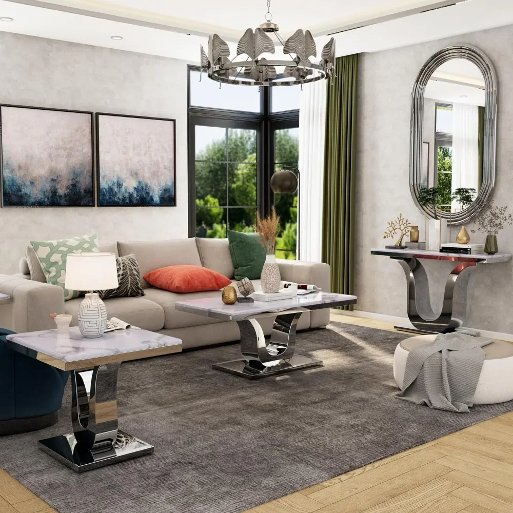 Modern Coffee Table, Rectangular Living Room Coffee Table, 48 Inch, Living Room, Lobby, Reception Room Coffee Table 3