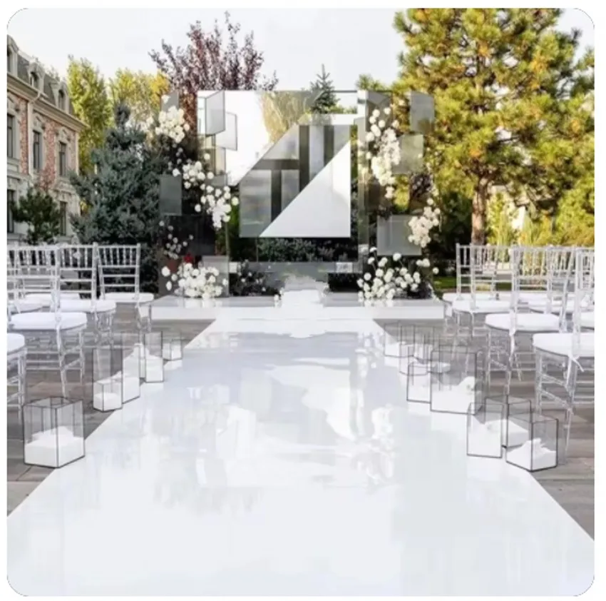 Wedding Centerpieces White Color Mirror Carpet Aisle Runner 1M 1.2M 1.5M 2M Wide Party Event Backdrop Decoration Shooting Props