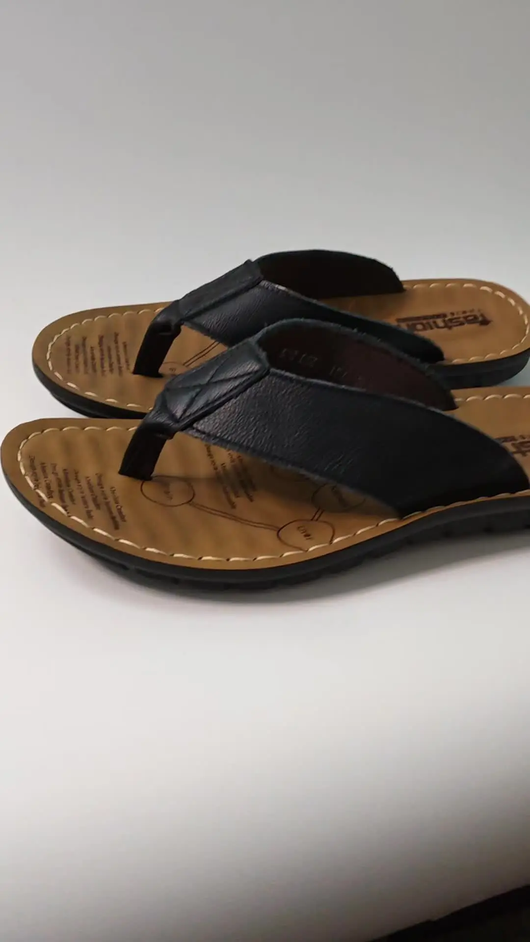 Summer Shoes Men Slippers Genuine Leather Mens Flip Flops Flat