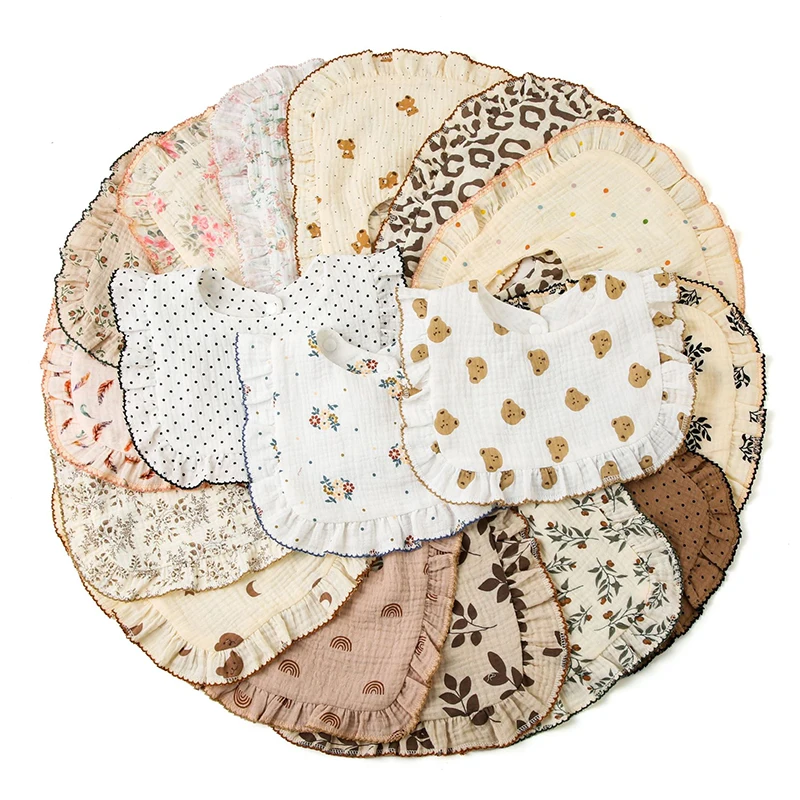 Bibs Burp Cloths 소녀 먹이 침을 흘리는 두건 타액 수건 프릴 꽃 Bibs 액세서리