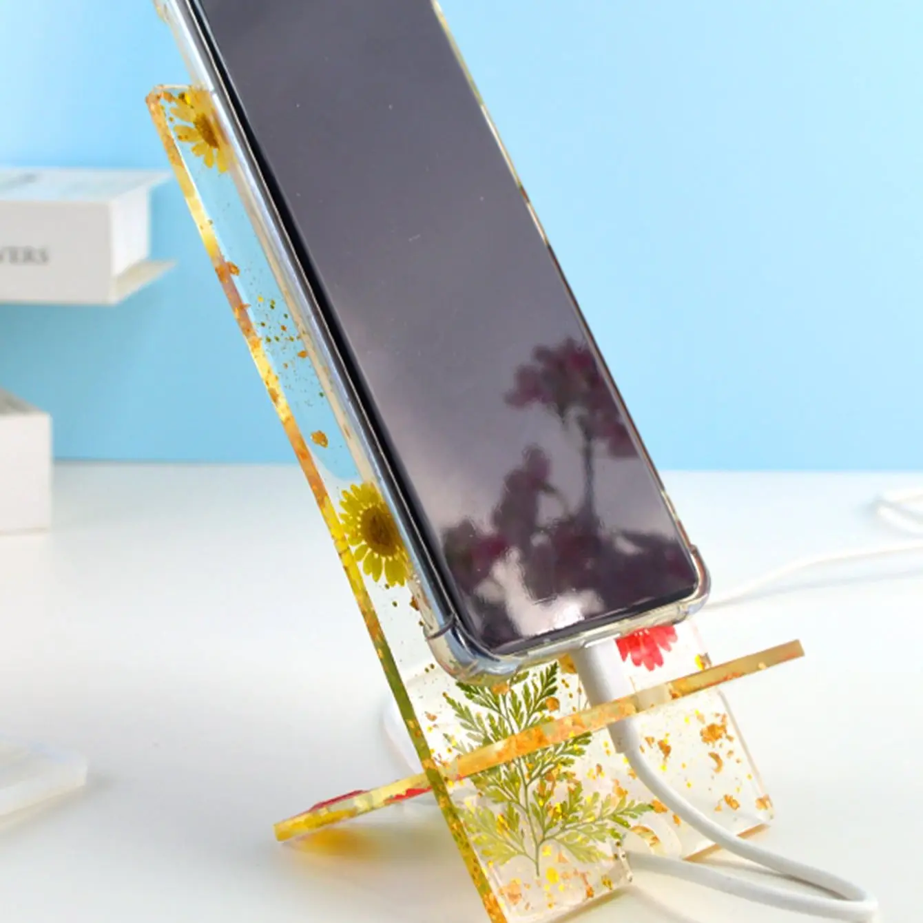 DIY Crystal Epoxy Resin Mold Simple Mobile Phone Holder Decoration Simple Universal Swing Table Silicone Mold