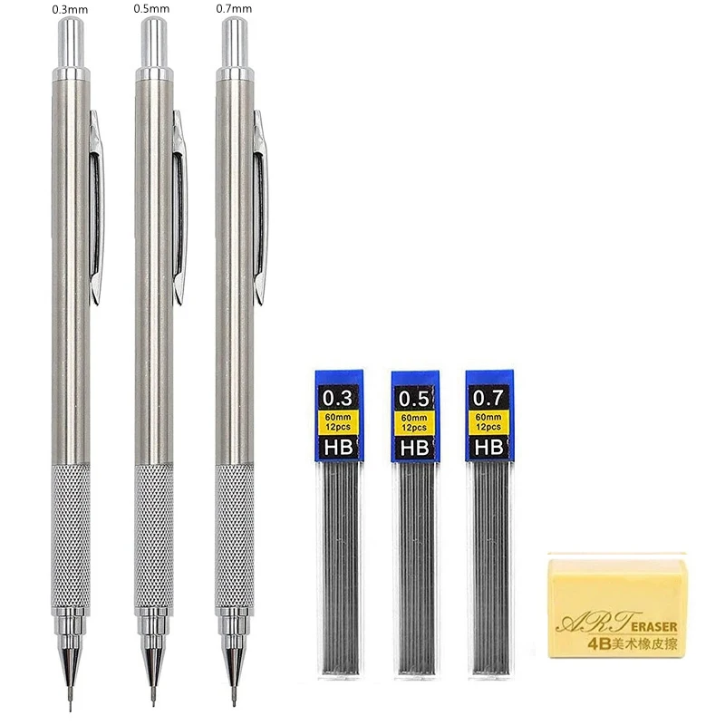 Set Matite Meccaniche 35 Pezzi - Portamine 0.5/0.7/0.9/2mm, Mine Colorate