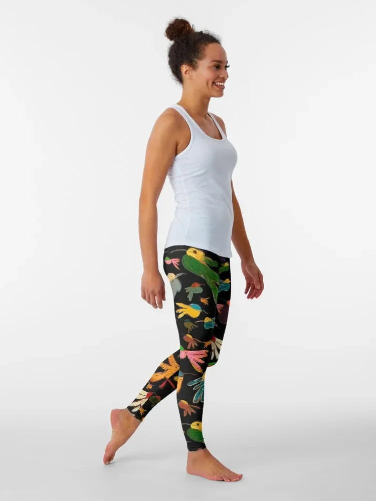 Multicolor Hummingbirds on Black Leggings Fitness's gym clothes leggins push up woman Sweatpants Womens Leggings