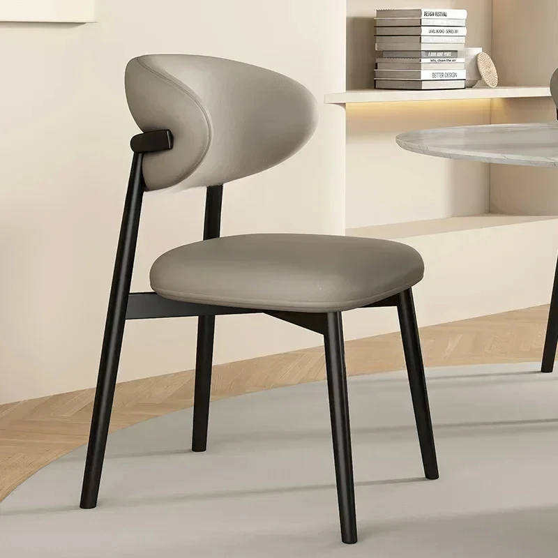 Patio Accent Dining Chair Kitchen Wooden Furniture Modern Retro Nordic PU Leather Restaurant Italian Furniture Kitchen Luxury 3