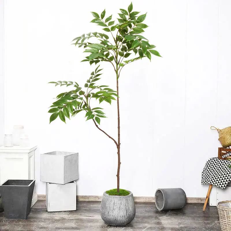 110 cm große künstliche Pflanzen, künstlicher Lack, Ast, Kunststofflack, Blätter, hohe grüne Landschaft für Zuhause, Garten, Outdoor-Dekoration