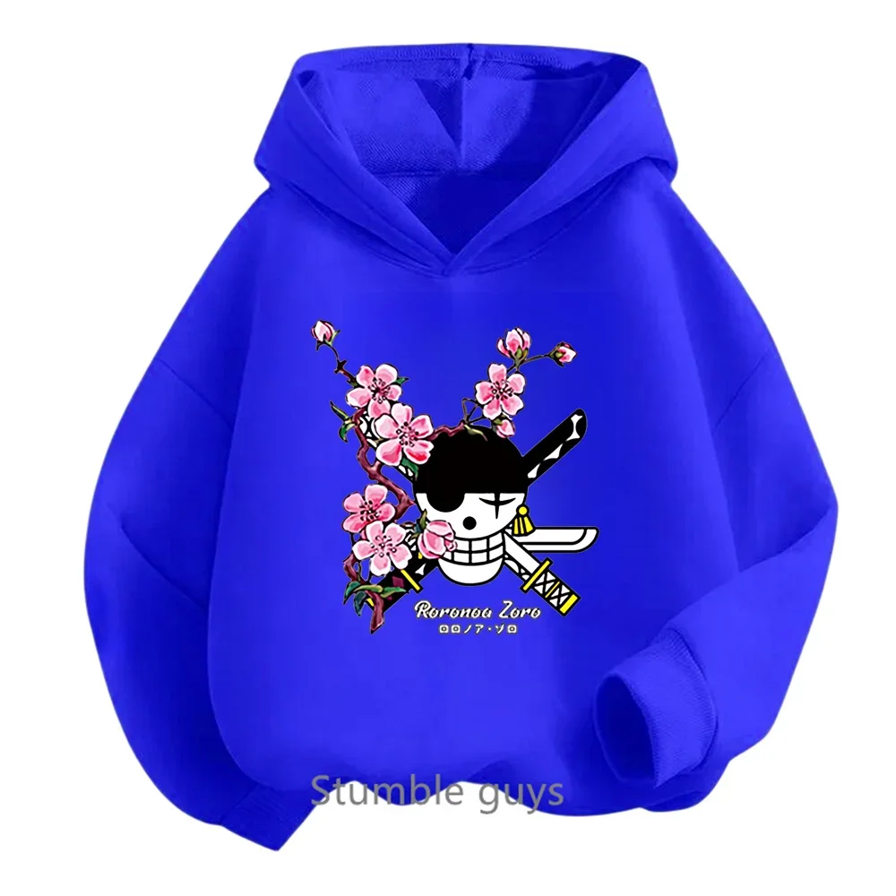 Sudadera con capucha de Anime One Pieces, ropa para niños, ropa para primavera y otoño para niñas, sudadera con dibujos animados de Luffy Zoro, traje para adolescentes, camisetas con capucha de Sonic