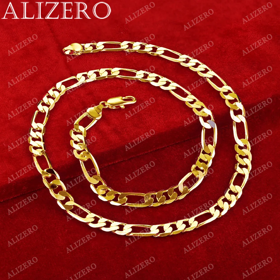 18K Gold Figaro Chain Necklace 3
