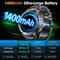 Nouvelle Montre Connectée Militaire d'Extérieur 2026 pour Hommes, Étanche 10 ATM, Moniteur de Fréquence Cardiaque, Lampe Torche LED, Appel Bluetooth, Montre de Fitness 4