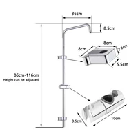 Ensemble de colonnes de douche noires, accessoires de salle de bains, vanne de dérivation d'eau à 3 voies, mitigeur de baignoire, douche, robinet de douche à pressurisation Colonne de douche pluie argent Garantie 5 ans 5