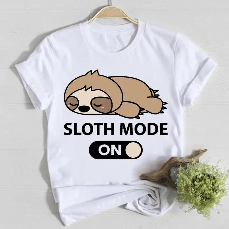 

Short Sleeve Sloth Sleep Letter 90s Casual Tee Top Shirt Lady Clothes Fashion Tshirt Summer Female T Women Graphic T-shirts