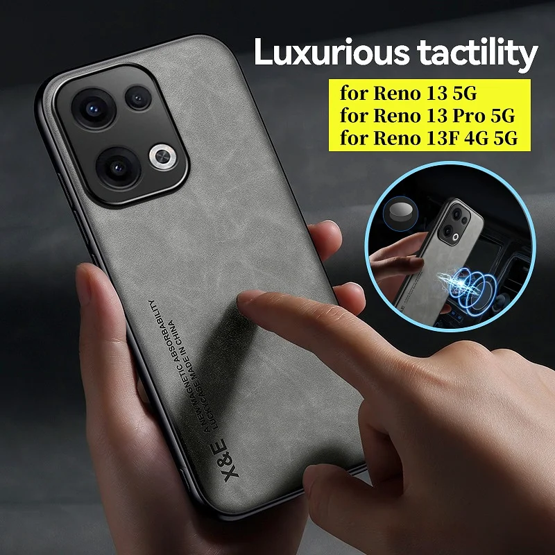 Car Magnetic Holder Leather Phone Case with Soft Frame and Shockproof Cover