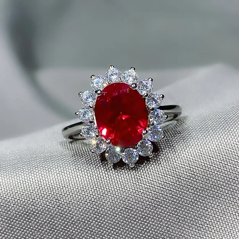 

Модное изысканное кольцо с рубином 4 карата в стиле Daifei, серебро пробы, цветной цвет, красный корунд, обручальное женское ювелирное изделие