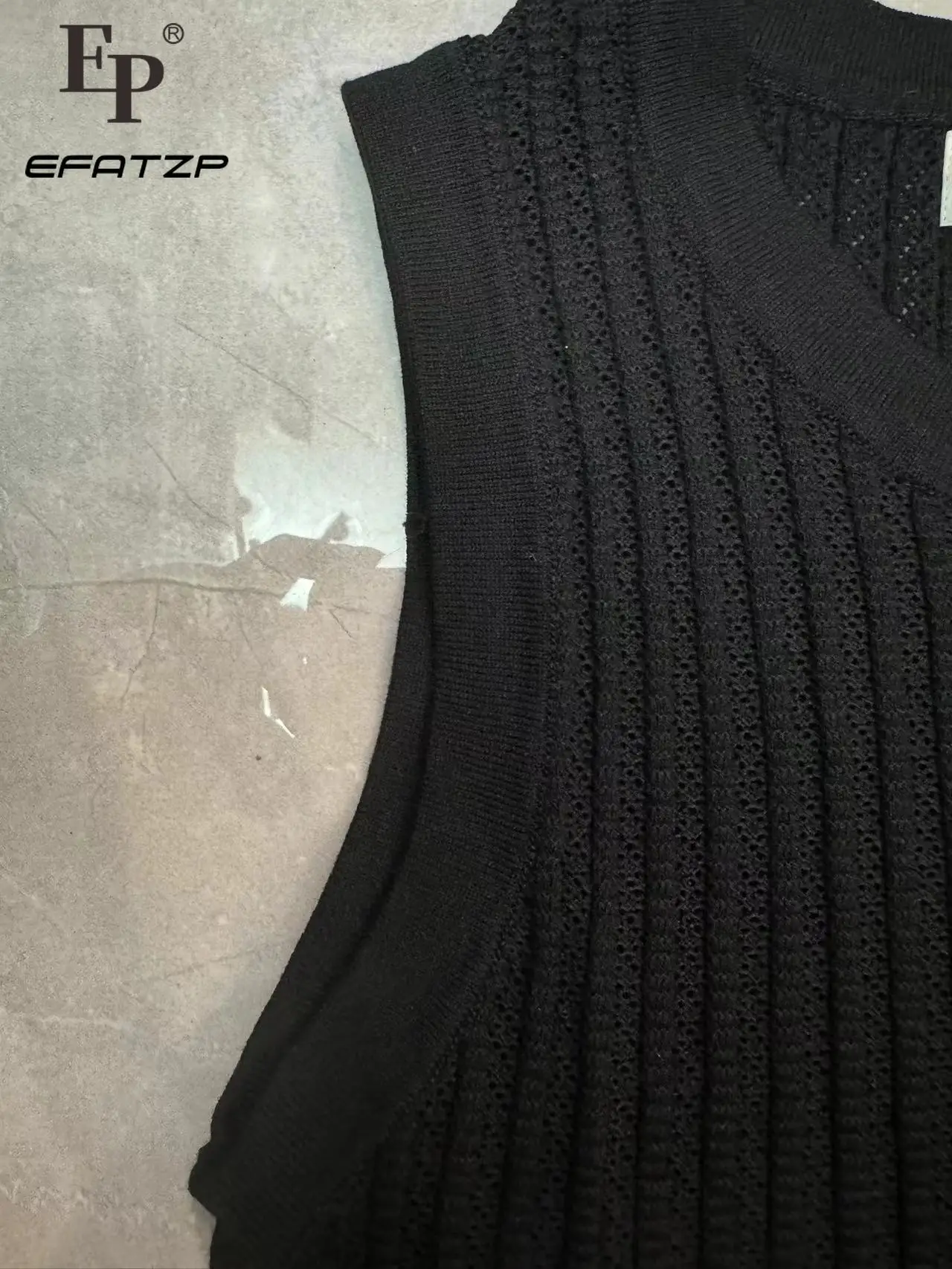 

EFATZP Woman Black Sleeveless Dress Lace Elegant Diamond Party Vintage Knitted Dress Women