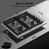 30 Inch Gas Cooktop with 4 Italy Sabaf Power Burners, Built In Gas Stove Top of 304 Stainless Steel, Gas Hob NG/LPG 6
