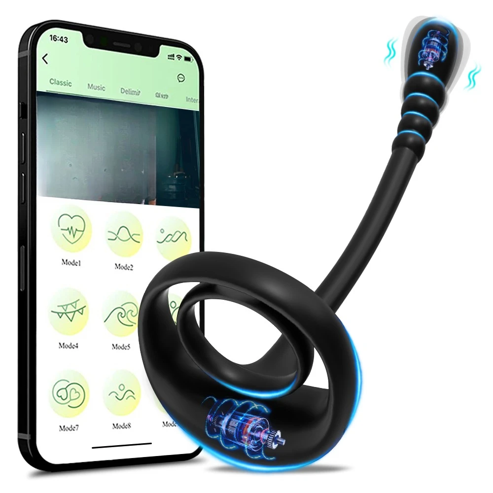 Prostate Vibrator Sex Toys for Men APP Bluetooth Testicle Massage Anal Butt Plug Cock Penis Ring Male Cocking Male Masturbator