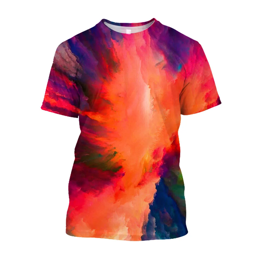 

Summer Fashion Colorful Abstract Graffiti Men's T-shirt Personality Street Casual Trend Printed Harajuku Round Neck Tees Tops
