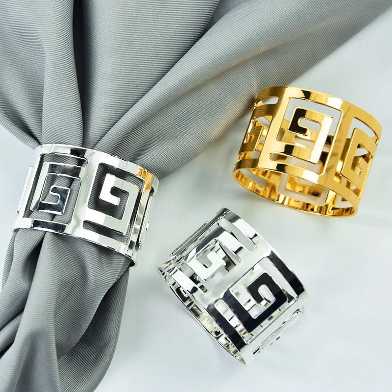 

6pcs Gold Silver Napkin Ring Holders Wedding Banquet Birthday Party Table Decorations For Home Table Decoration Accessories