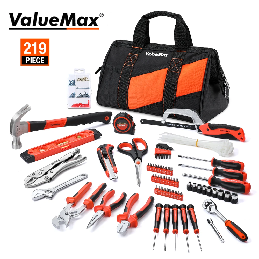 ValueMax 219PC Home Tool Set Pliers Screwdrivers Ratchet Handle Socket Set Multifunction Repair Tool Kit 14 pcs ratchet wrenches craftsman ratchet wrench set for home garage emergency