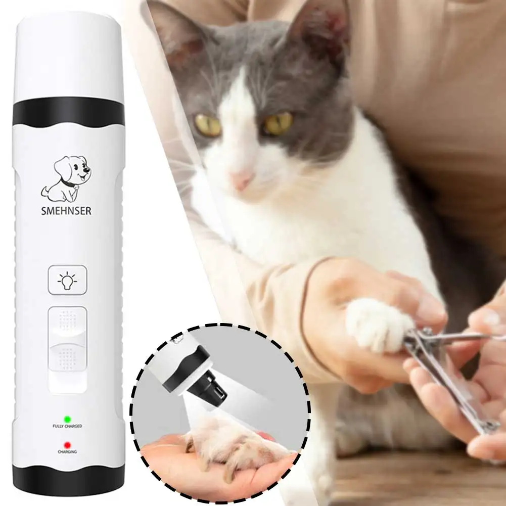 Electric Pet Nail Grinder With LED Light,Cat Dogs Nail Clippers,USB Rechargeable Paws Cutter Pet Grooming Trimmer Supplies
