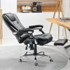 Ergonomic Reclining Office Chair, Heat & Massage High Back Desk Chair w/Retractable Footrest, Executive Swivel Leather Chair 2