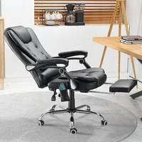 Ergonomic Reclining Office Chair, Heat & Massage High Back Desk Chair w/Retractable Footrest, Executive Swivel Leather Chair 2