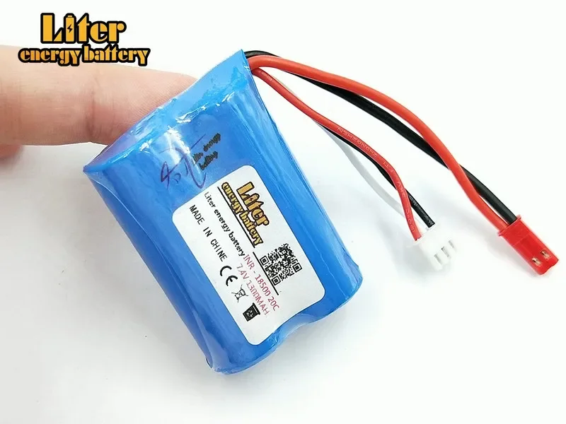 Batterie Lipo 1300mAh 18500 7.4V pour Hélicoptère RC, face arrière lisse.