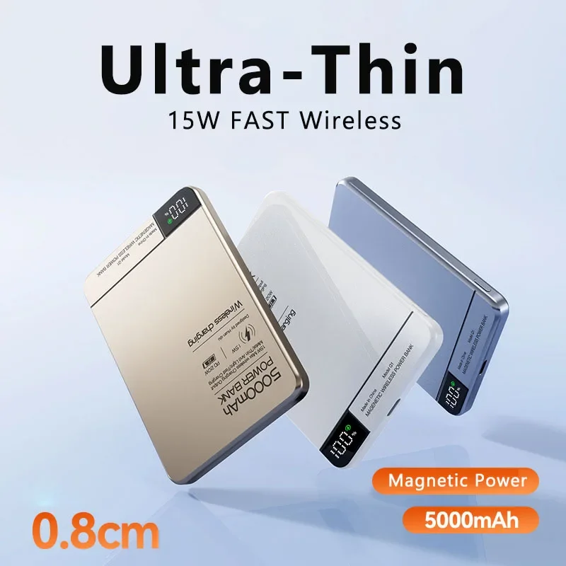10000mAh Portable Magnetic Power Bank For Magsafe Wireless External Auxiliary Battery Pack IPhone 16 15 14 13 12 11 Pro Max Plus 5