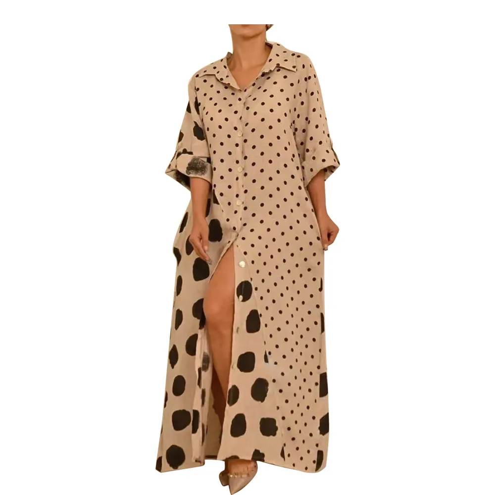 

African Dresses for Women 2022 Spring Autumn African Women Three Quarter Sleeve Printing Polyester Long Dress Maxi Dress XL-5XL