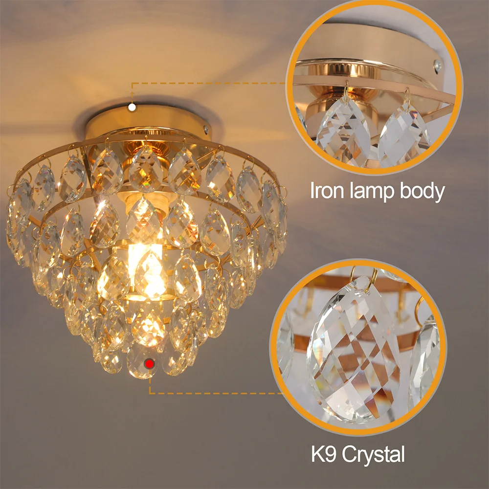 Moderne Deckenleuchte Kristall Led Kronleuchter Flur Garderobe Unterputz Pendelleuchte Hängeleuchte Wohnzimmer Esszimmer Dekor – Detail 10